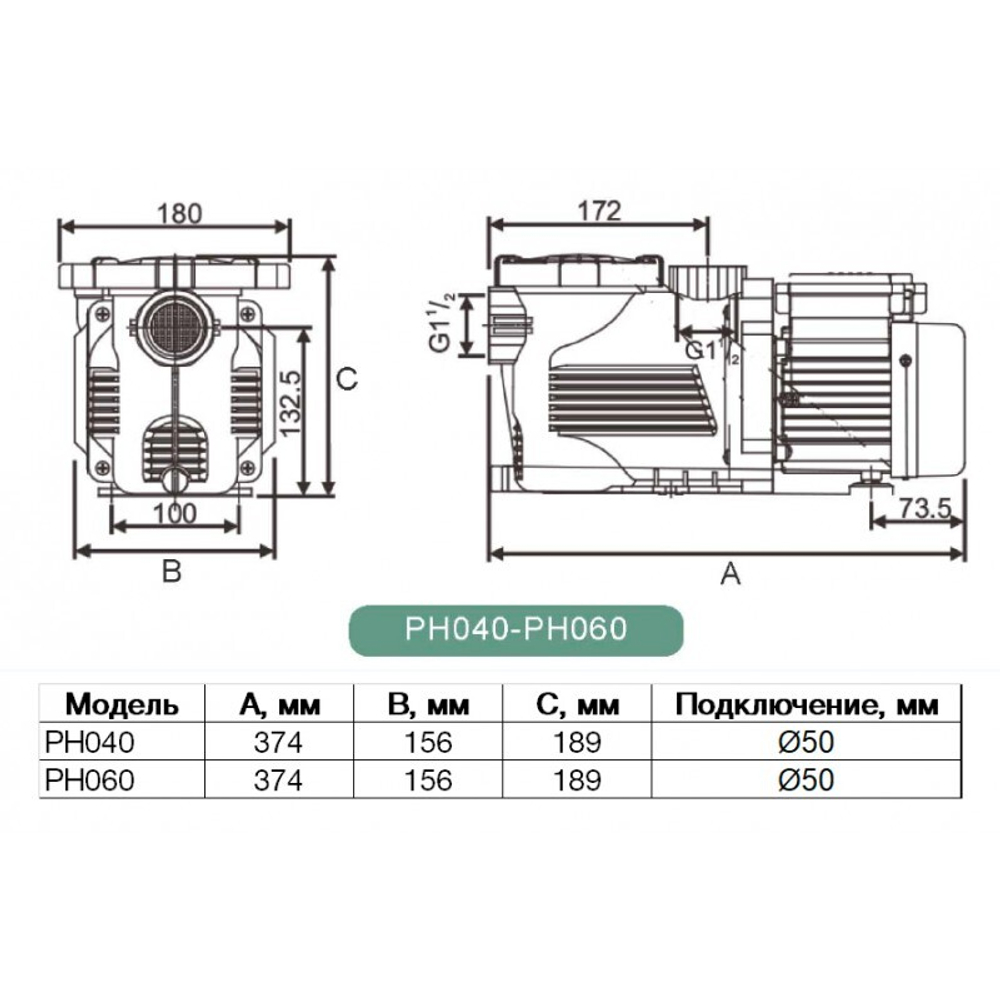 Насос PH, 3,7 м³/час, 220В POOL KING /PH040/