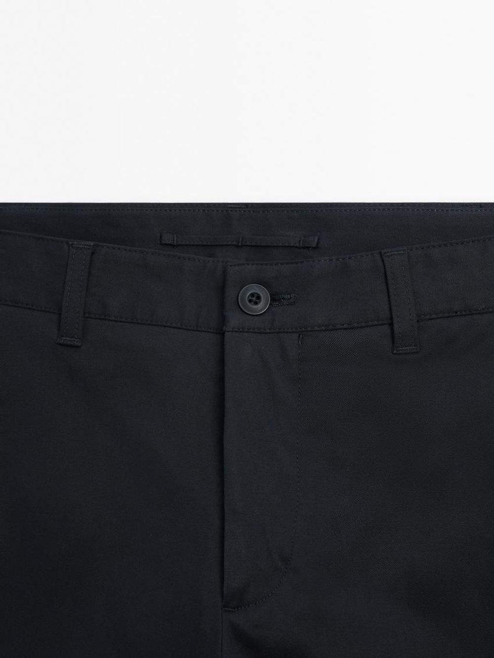 Massimo Dutti Хлопковые облегающие брюки, темно-синий