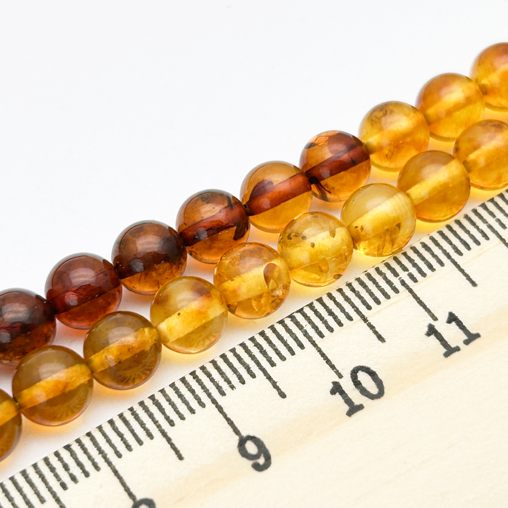 Янтарь бусины, микс размер 6,5 мм, цена за 28-29 шт (1/2 нити)