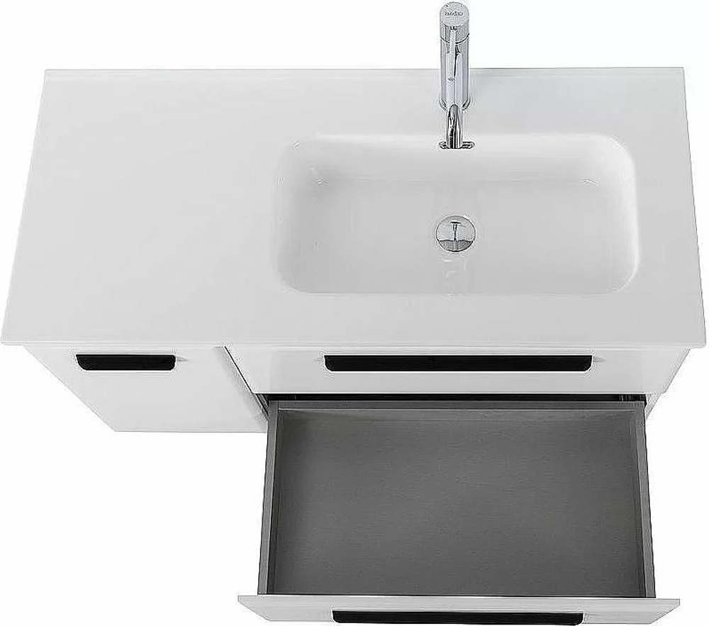 Тумба с раковиной Cezares ECO-CER-N 100 ECO-CER-N-1000-2C-1A-SO-BL белая глянцевая