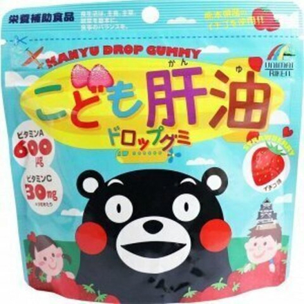 Unimat Riken Кanyu Drop Gummy Детские комплексные витамины A, B, С и D со вкусом клубники, 90 штук