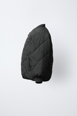 ZARA СТЕГАНЫЙ БОМБЕР С ВОДООТТАЛКИВАЮЩИМ ЭФФЕКТОМ, АНТРАЦИТОВО-СЕРЫЙ