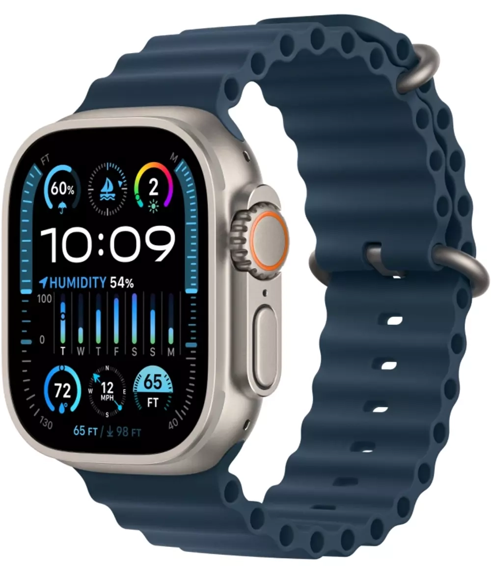 Apple Watch Ultra 2, 49 мм, корпус из титана, ремешок Ocean синего цвета