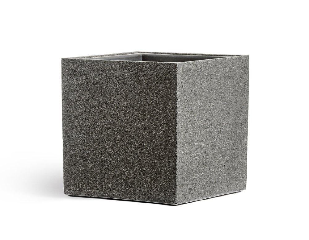 Кашпо TREEZ Effectory Stone Куб Тёмно-серый камень 40х40х40 см 41.3321-01-064-GR-40