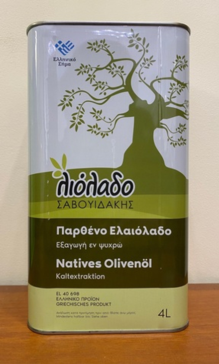 Оливковое масло VIRGIN OLIVE OIL Liolado Savouidakis  4 л, ж/б, Греция