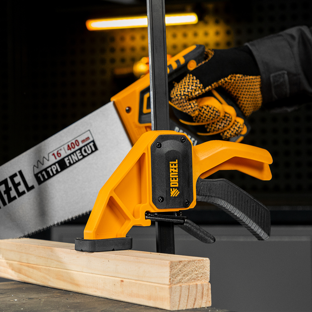 Струбцина F-образная, быстрозажимная, 300 х 80 мм, усиленный нейлоновый корпус Denzel