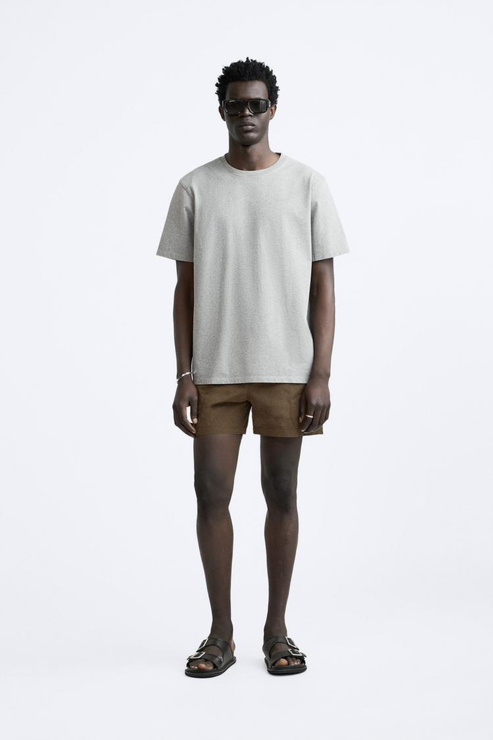 ZARA ПЛАВКИ С ЭЛАСТИЧНЫМ ПОЯСОМ, КОРИЧНЕВЫЙ