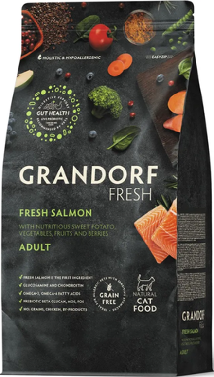 GRANDORF Fresh CAT 2кг. Свежее филе Лосося с Бататом для кошек