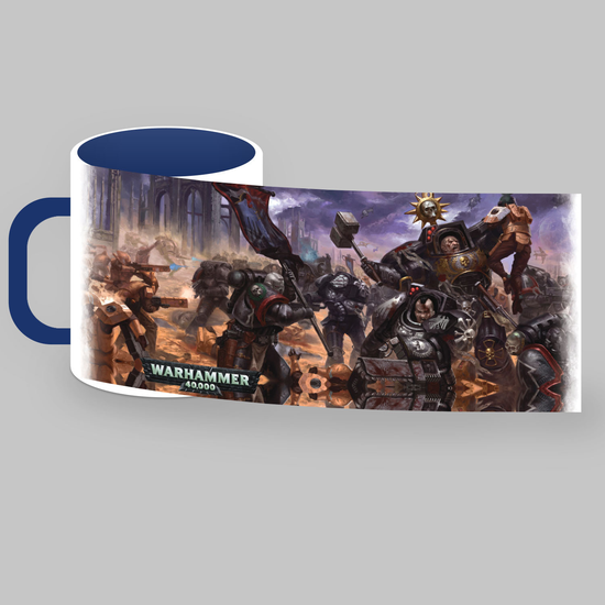 Кружка керамическая объем 330мл, Вархаммер "Караул смерти" (синяя)