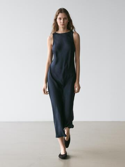 Massimo Dutti Платье миди свободного кроя, синий