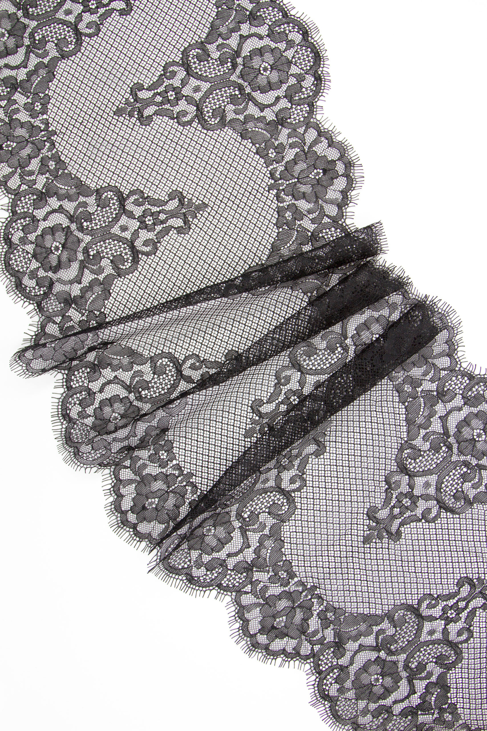Кружево шантильи черное неэластичное ширина 25 см