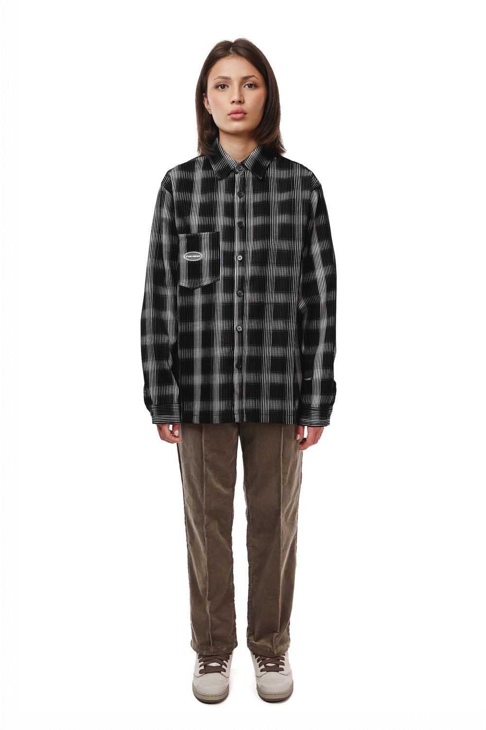 Рубашка YMKASHIX Velvet Tartan черная / белая