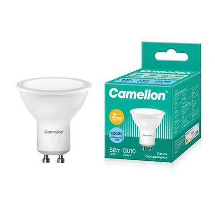 Лампа светодиодная LED5-GU10/845/GU10 5Вт рефлектор матовая 4500К бел. GU10 415лм 170-265В Camelion 10957