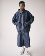 Zip-Up Shirt Jacket Denim Dark-Blue