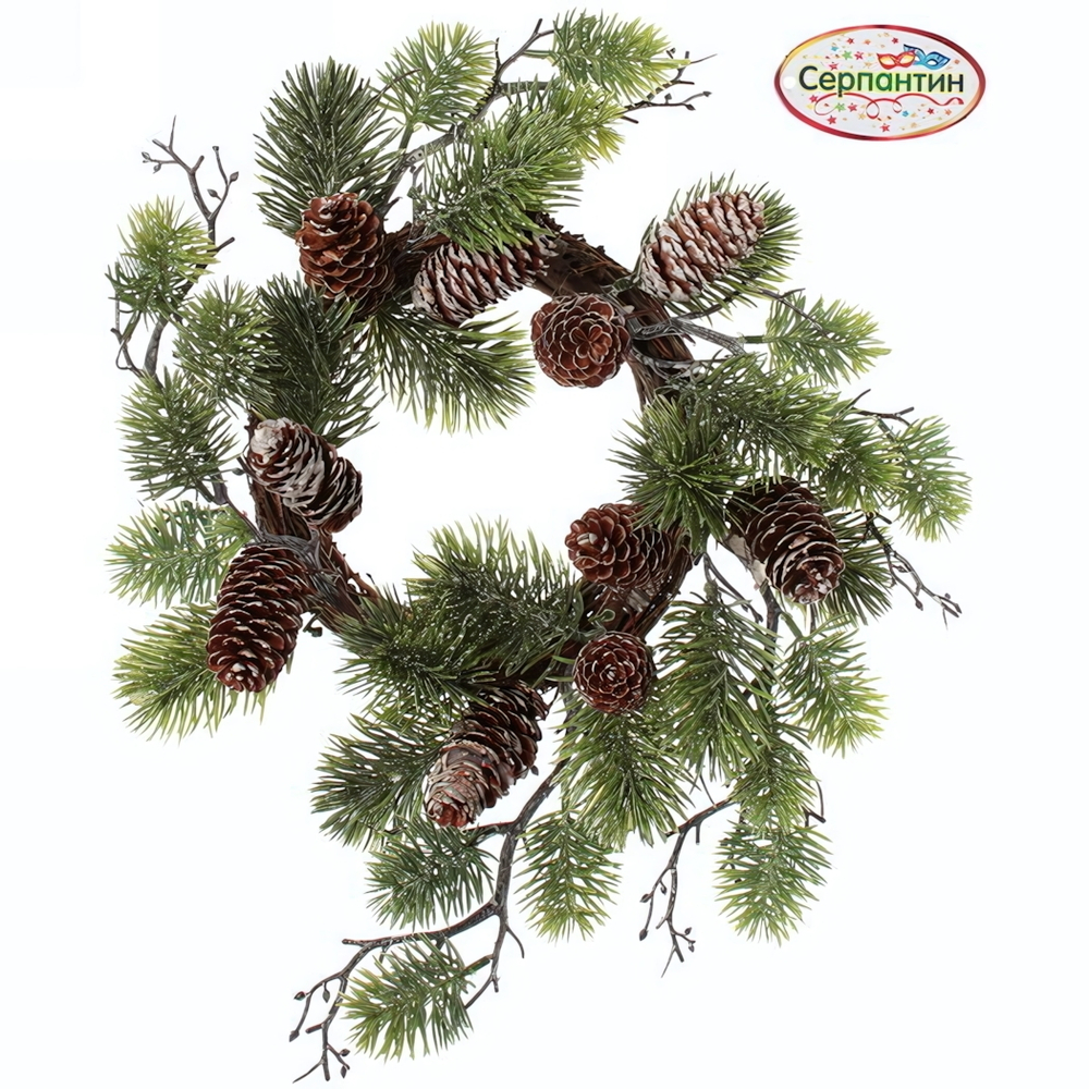 Венок хвойный новогодний «Золотистый лес» , 40 см