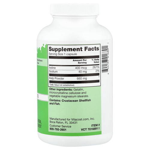 Vitacost, Kelp, 660 mg, 180 Capsules