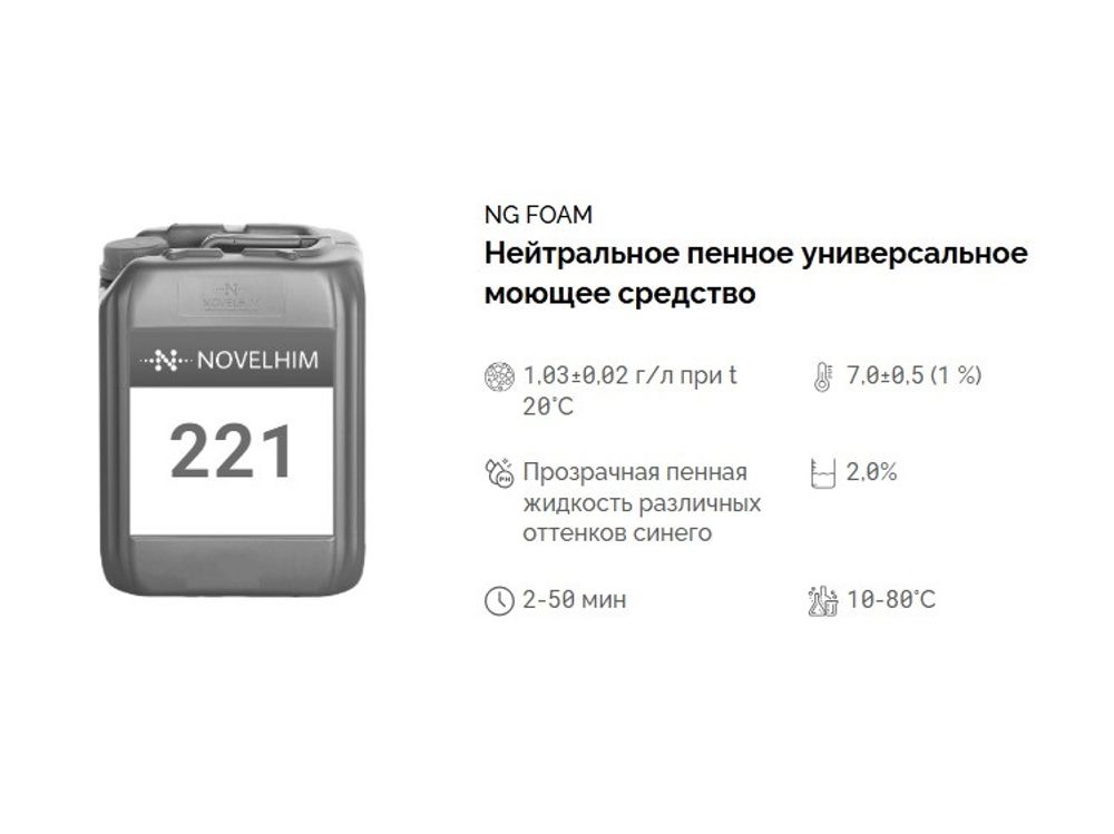 221 NG Foam Нейтральное универсальное моющее средство. Канистра 10л.
