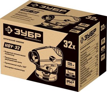ЗУБР ОУ-32, 120 м, оптический нивелир, Профессионал (34917)