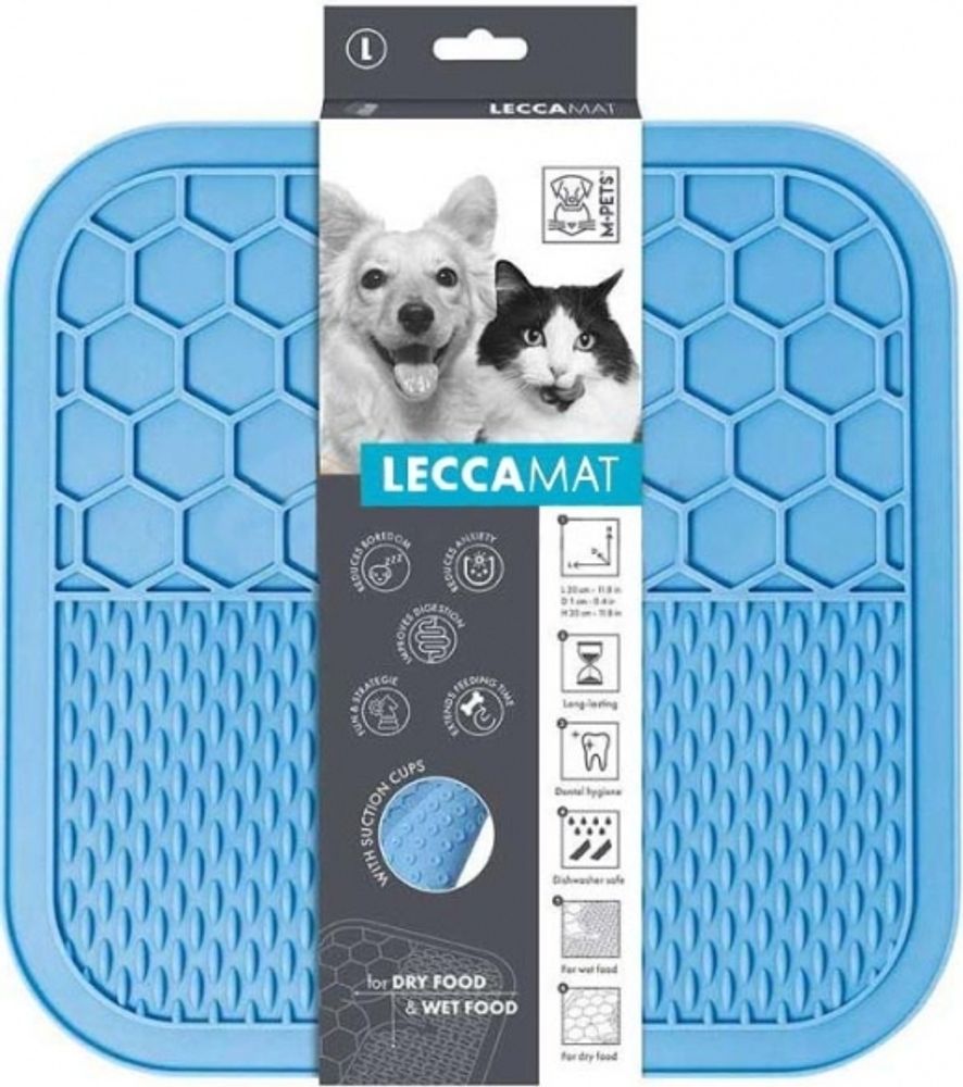 MPets Lecca Mat лизательный коврик для домашних животных, размер S (15x15x1 см), голубой
