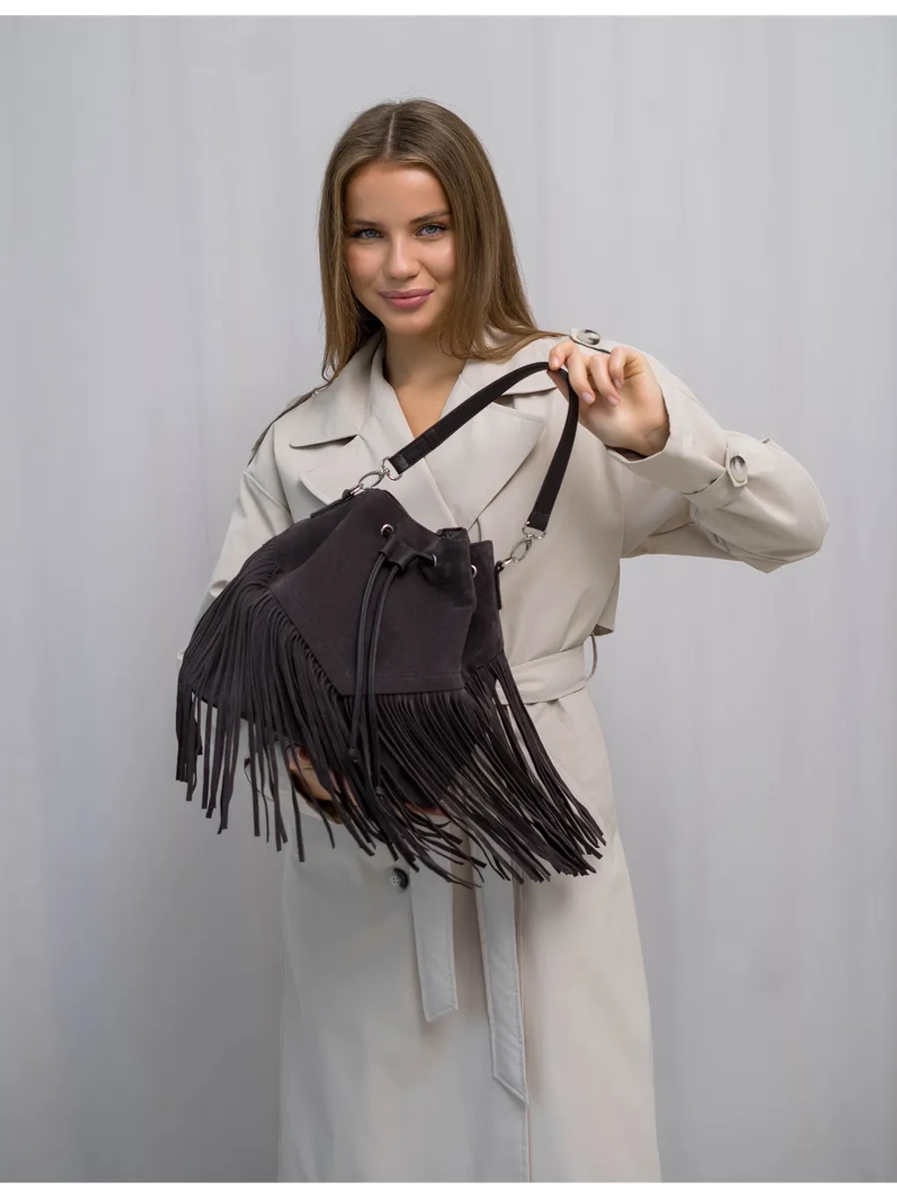 сумка через плечо тоут средняя натуральная замша