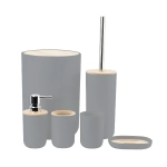 Набор для ванной из 6 предметов «Бамбук» серый