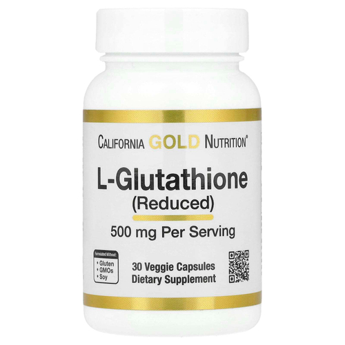 California Gold Nutrition, L-глутатион (восстановленный), 500 мг, 30 растительных капсул
