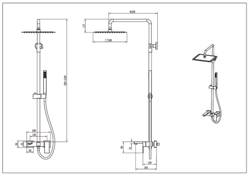 Boheme Стойка для душа QUBIC Nikel Brush
