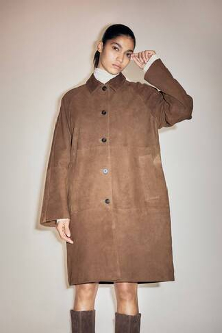 H&M Замшевое пальто, темно-коричневый