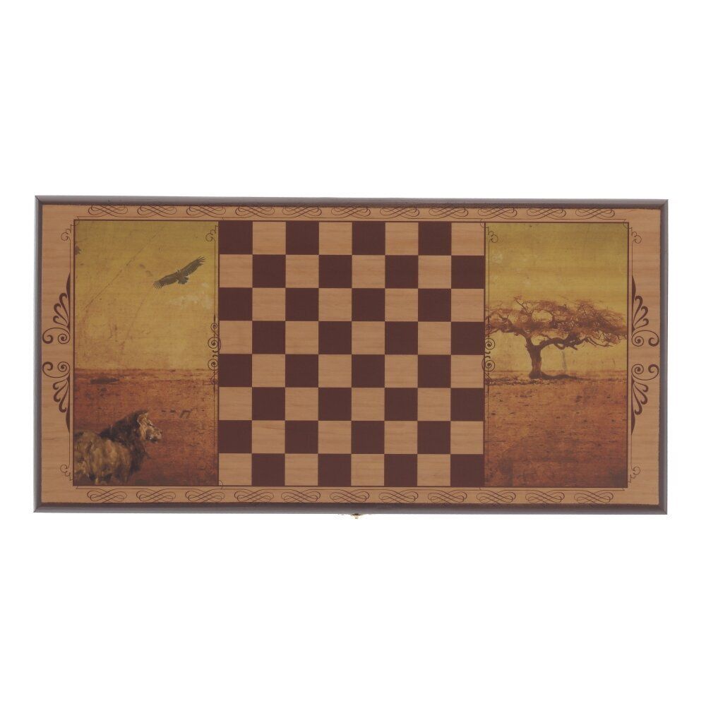 GAEM Игра настольная 2 в 1 ( шашки, нарды) "Лев", L50 W25 H3 см