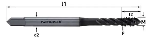 Метчик машинный Karnasch M2x0,4 мм, HSSE-PM, DIN 371, арт. 20.2053.02