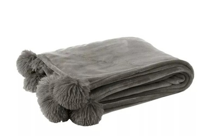 Плед "Пом-пон" темно-серый 130x170см