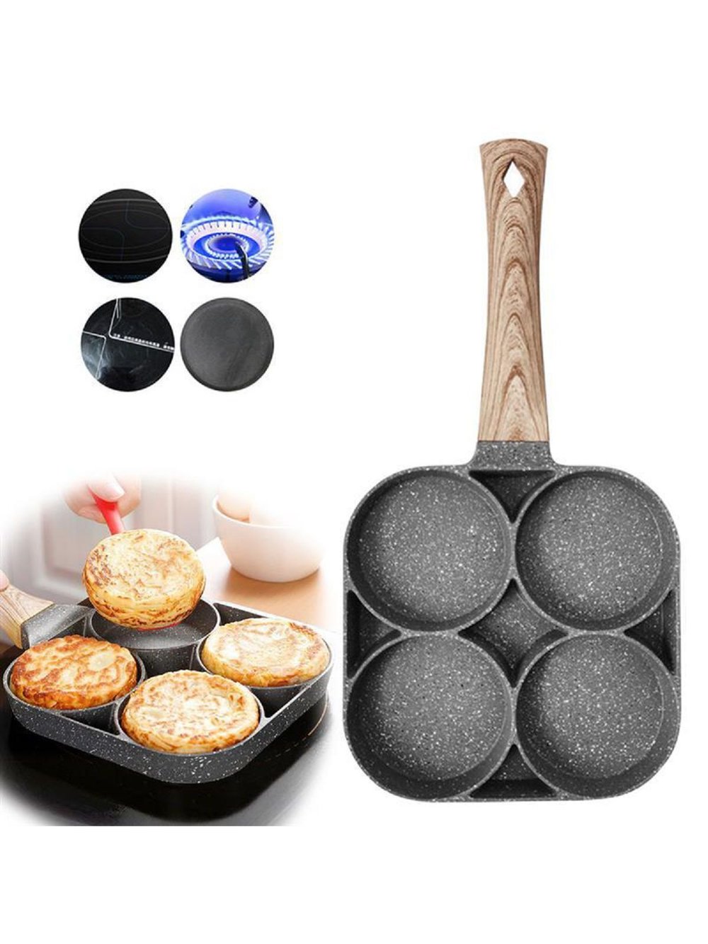 Сковорода для яичницы блинов оладьи сырников 4 секции