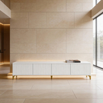 Тумба под телевизор на ножках ROYAL 5037 эко (Белый-Золото)