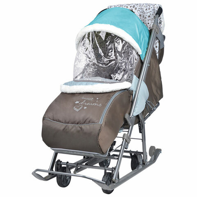 Санки-коляска Ника Наши Детки НДТ-6 Фьюжн голубой