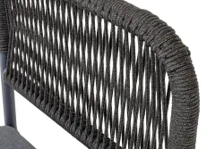 "Нуар" стул плетеный из роупа, каркас алюминий темно-серый (RAL7024) муар, роуп темно-серый круглый, ткань темно-серая 027