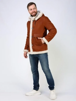 Дубленка зимняя куртка натуральная с капюшоном