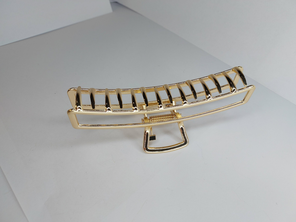 Заколка-краб для волос. 11 см. Металл. Цвет Золото. Усиленная