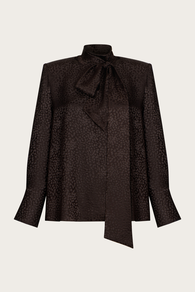 БЛУЗА ИЗ ЖАККАРДОВОГО ШЕЛКА С ПРИНТОМ