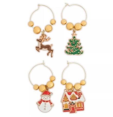 Набор подвесок для бокала 4 шт новогодние символы