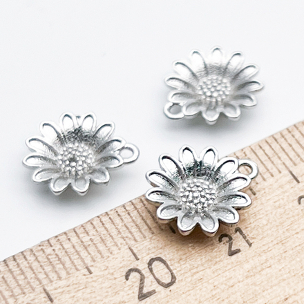Подвеска Цветок, цвет серебро (родий), размер 13*11 мм, цена за 1 шт