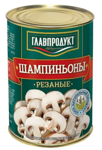 ШАМПИНЬОНЫ ГЛАВПРОДУКТ РЕЗАНЫЕ Ж/Б 400ГР
