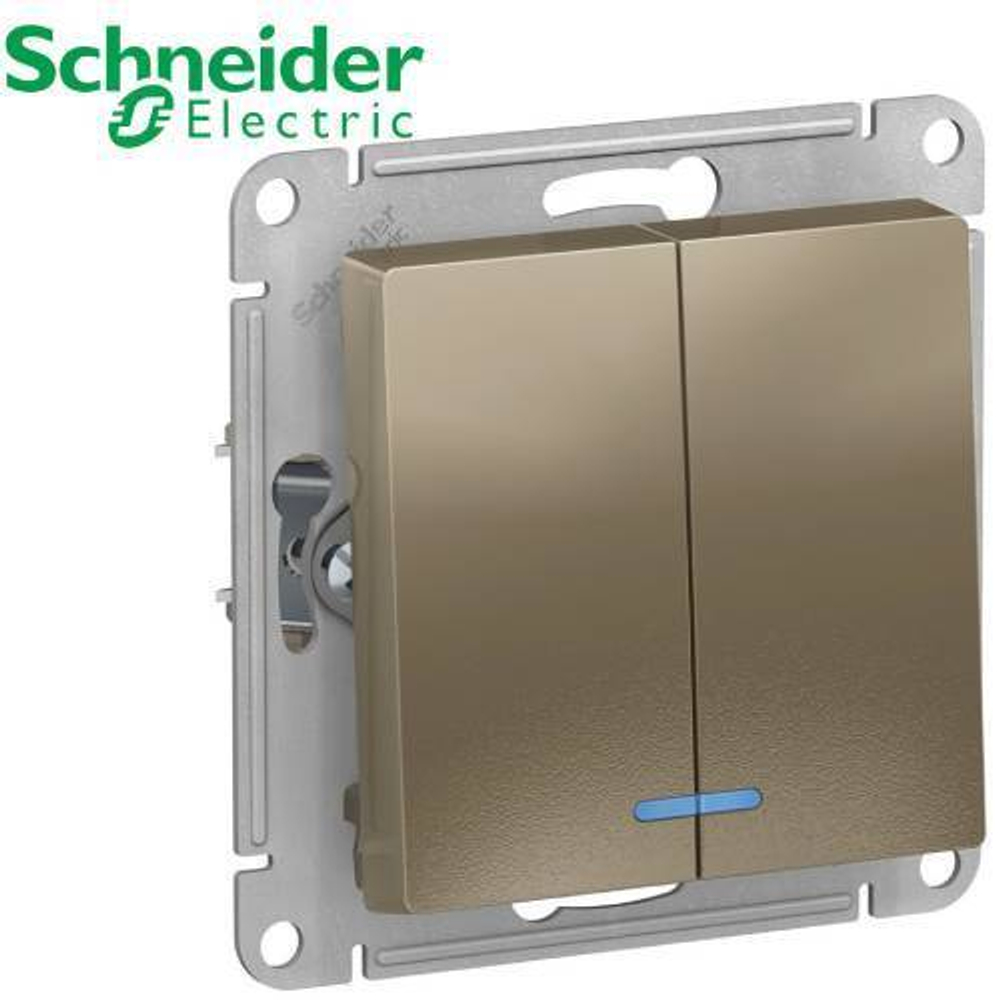 Выключатель 2-кл с подсветкой (шампань) AtlasDesign Schneider ATN000553