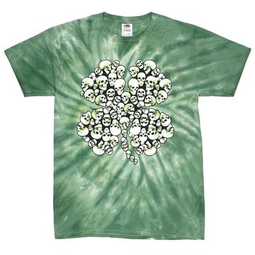 Футболка Клевер из черепов зеленая варенка