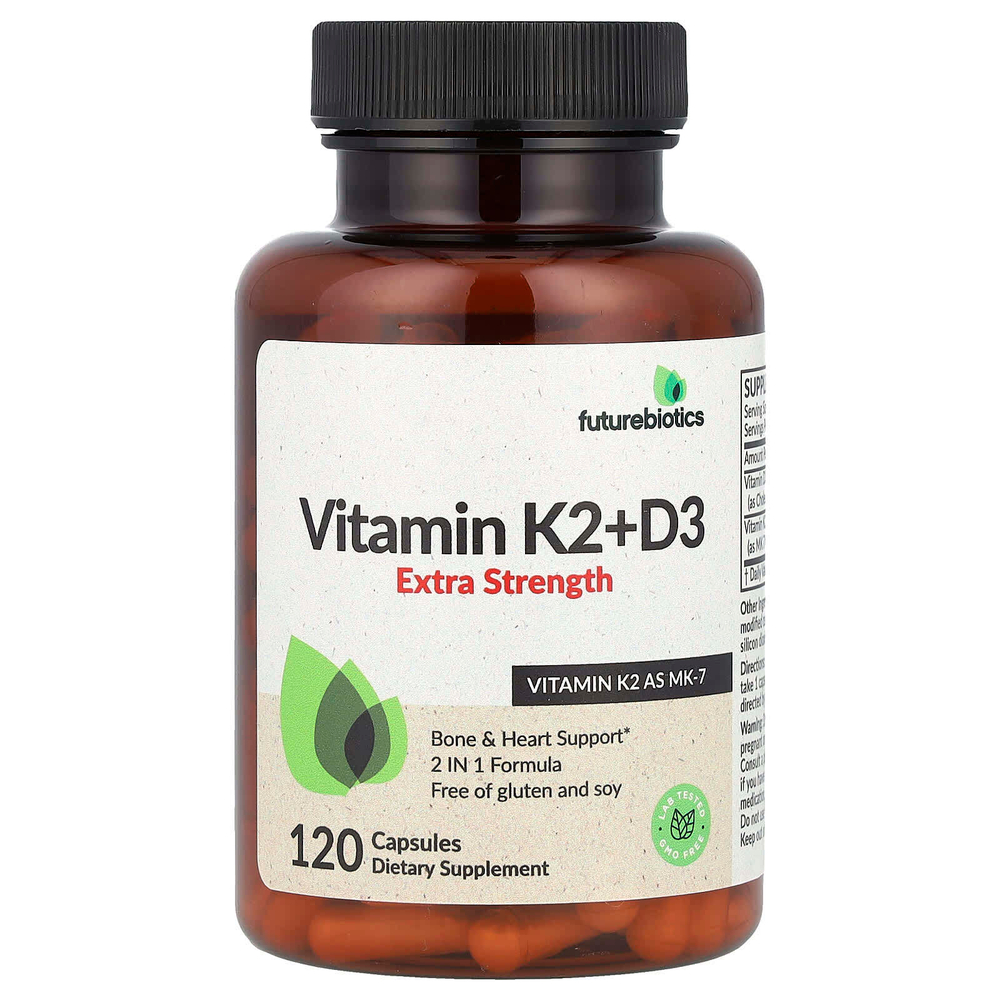 Futurebiotics, витамин K2 и D3, 120 капсул