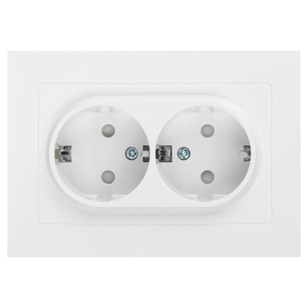 Розетка Intro Accent 6-208-01 , 2X2P+E Schuko со шторками, 16А-250В, IP20, СУ, AL/CU, белый