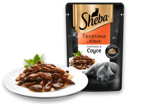 Sheba пауч для взрослых кошек (телятина/язык) 75 г