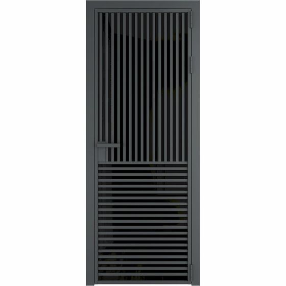 Алюминиевая дверь 17AG серая ночь стекло чёрный триплекс