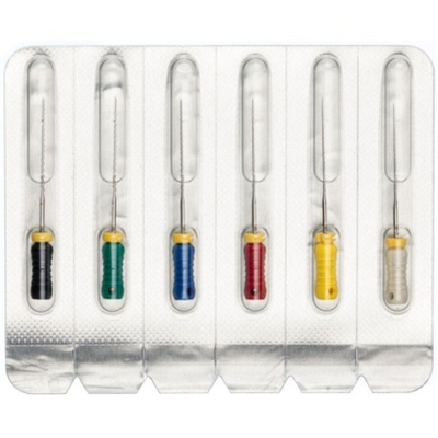 Pro-Endo H-Files №15-40 Ассорти (25мм) (6шт.) Про-Эндо Аш-файлы, каналорасширители ручные