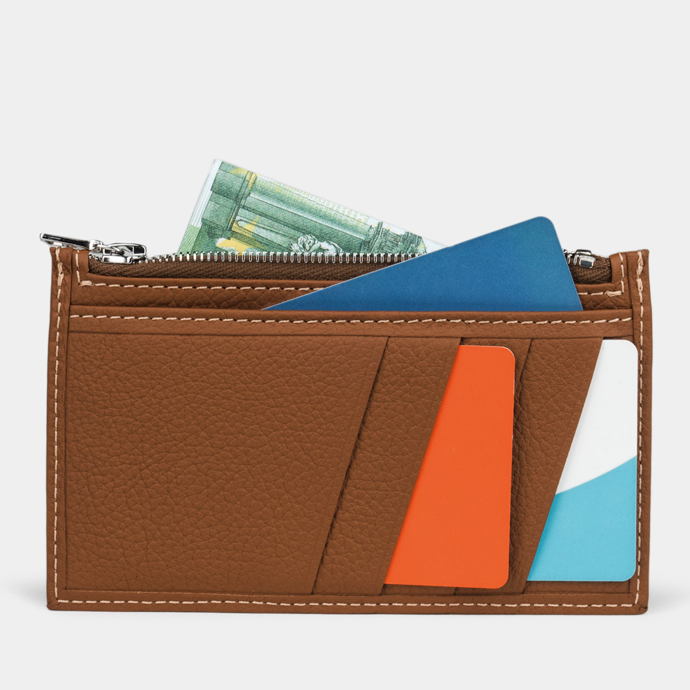 Кожаный кардхолдер, теленок цвета карамель