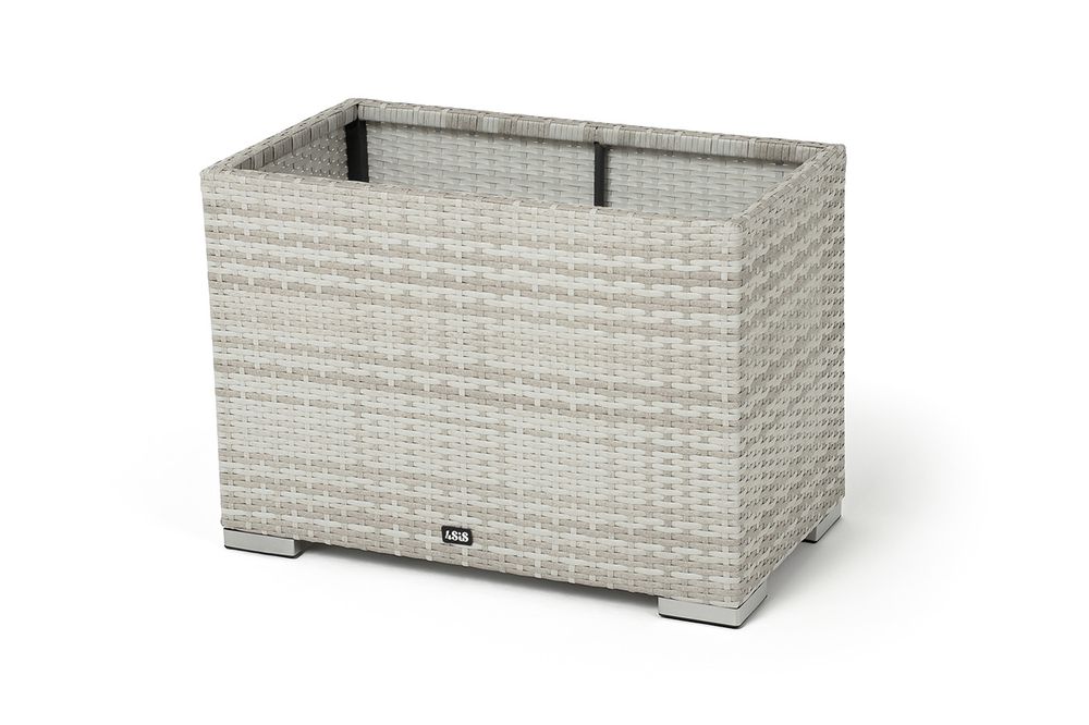 "Лунго" кашпо для цветов большое плетеное из искусственного ротанга, цвет бежевый